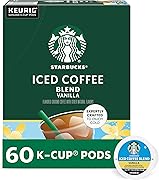 Starbucks K-Cup Coffee Pods, Iced Coffee Blend, Vanilla Naturally Flavored for Keurig Brewers, 100% Arabica, 6 Boxes (60 Pods Total)