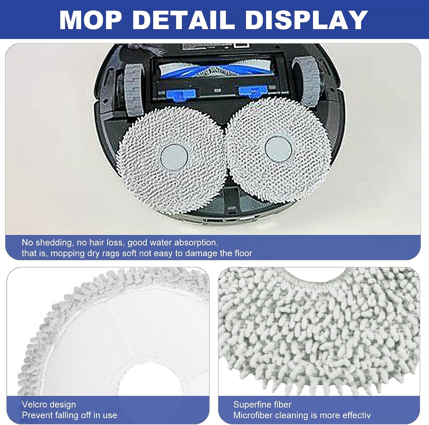 Replacement Accessories Parts Compatible with ECOVACS DEEBOT T30S Combo Robot Vacuum Cleaner.（2 Main Brush,6 Side Brushes,6 Hepa Filters,8 Mop Pads,6 dust Bags）