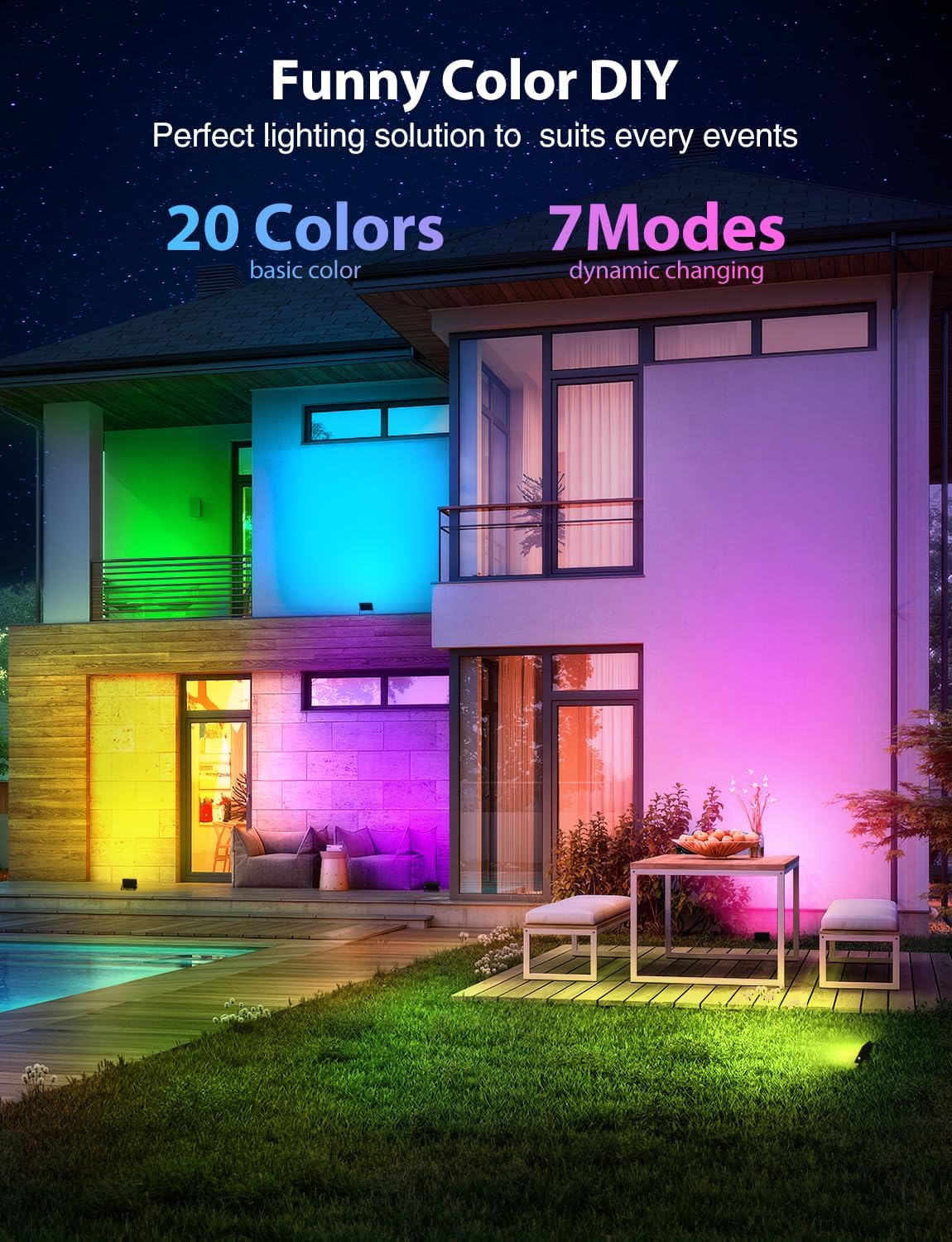 LED Flood Light 500W Equiv, 50W RGBW Color Changing Floodlights Outdoor with Remote, IP66 Stage Lights, Uplighting Indoor Landscape Lighting Floor Spotlights, Uplights for Events Party 6 Pack