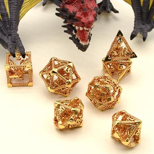 Miniatura 3 de HNCCESG Dados D y D, dados de metal DND de 7 piezas, juego de dados de Calabozos y Dragones, dados poliédricos para juegos de rol, dados huecos para