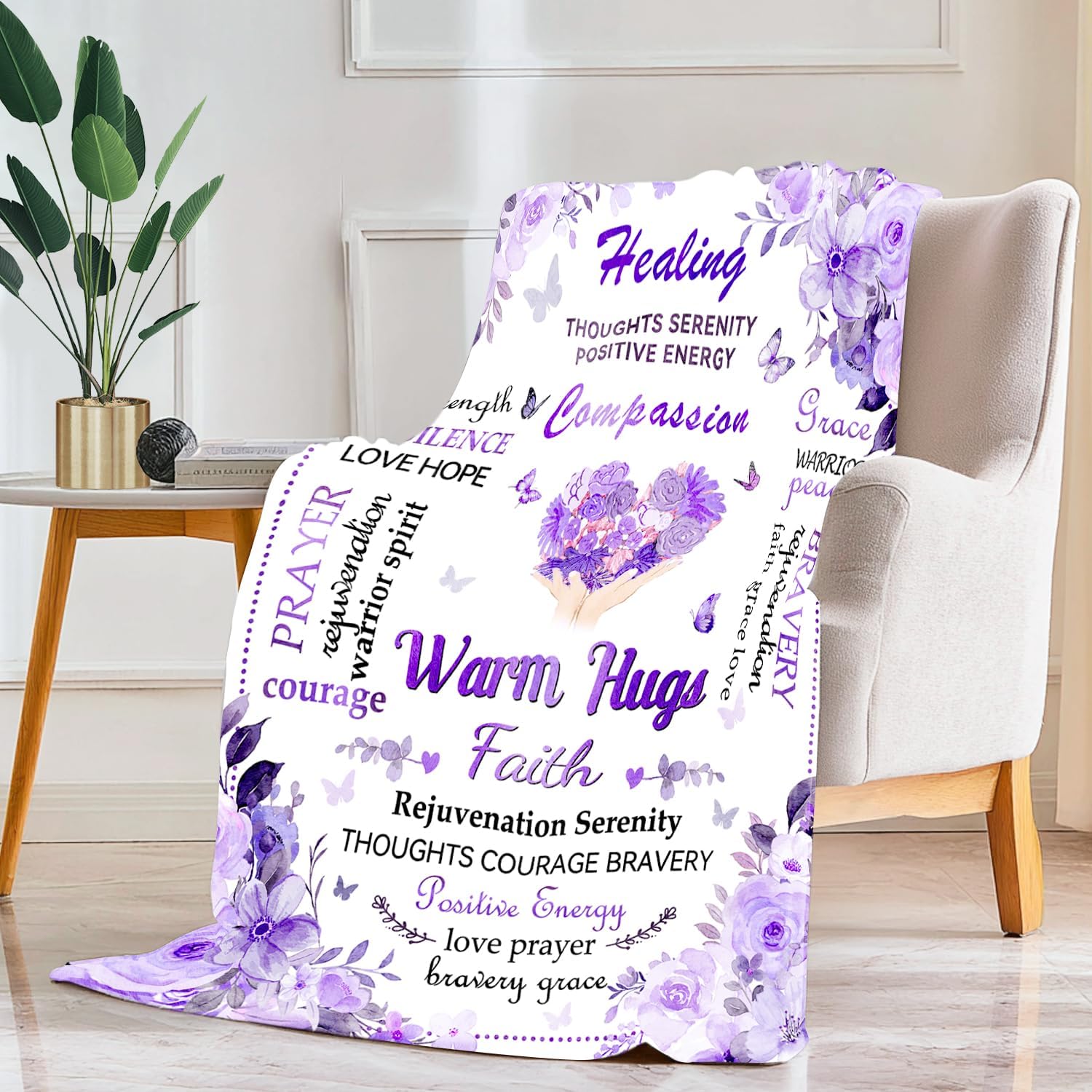 Get Well Gifts for Women After Surgery - Soft Hug Blanket - Thinking of You Gift for Mom, Sister, Friend - Healing Comfort Inspirational Gifts - Get Well Soon Prayer Gift 50"x60"(Purple) - Image 7