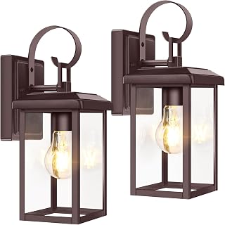 BesLowe 2-Pack Outdoor Wall Light Fixtures, Modern Porch Sconces, Brown