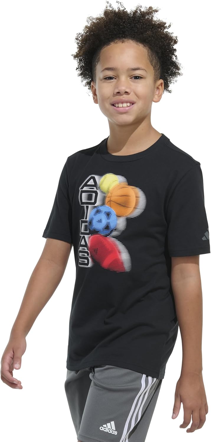 adidas Boys Short Sleeve Distortion Multi Sport Graphic Tee Shirt - Image 4