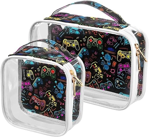 Miniatura 2 de Funny Gamepad Clear Toiletry Bag for Traveling,2 Pack Makeup Cosmetic Bag with Zipper,Travel Bag for Toiletries,Travel Essentials 21215024