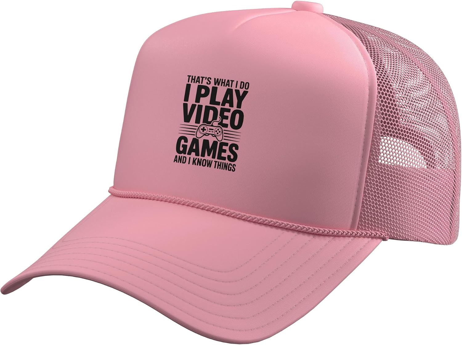 That's What I Do I Play Video Games and I Know Things Trucker Hat with Adjustable Mesh Back