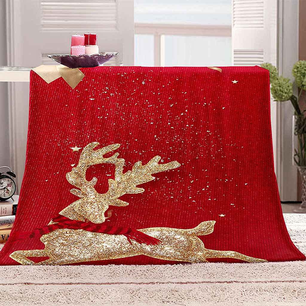 Couverture polaire microfibre wapiti animal doré chaude et douce 150x200cm