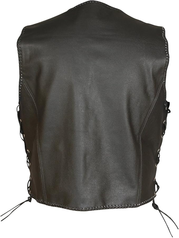 Gilet In Pelle Vintage Con Cappuccio In Pelle Da Motociclista MDM9074 - MDM LEDER - Foto 8