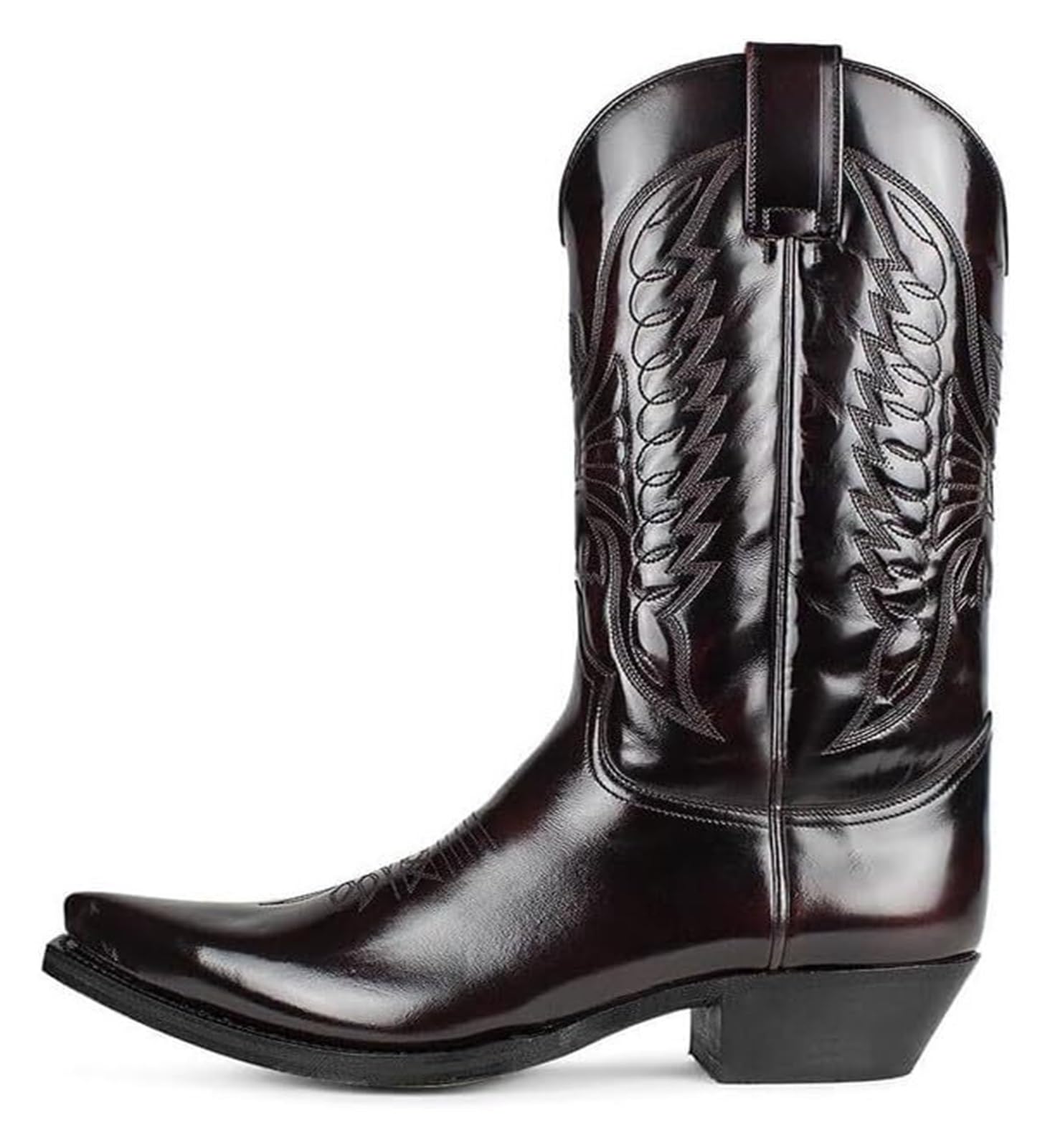 Vintage Black Leather Cowboy Boots Mens Size 8 Western Pull On Riding Boots Black Vintage Cowboy Boots 8.5 - Etsy main image 4