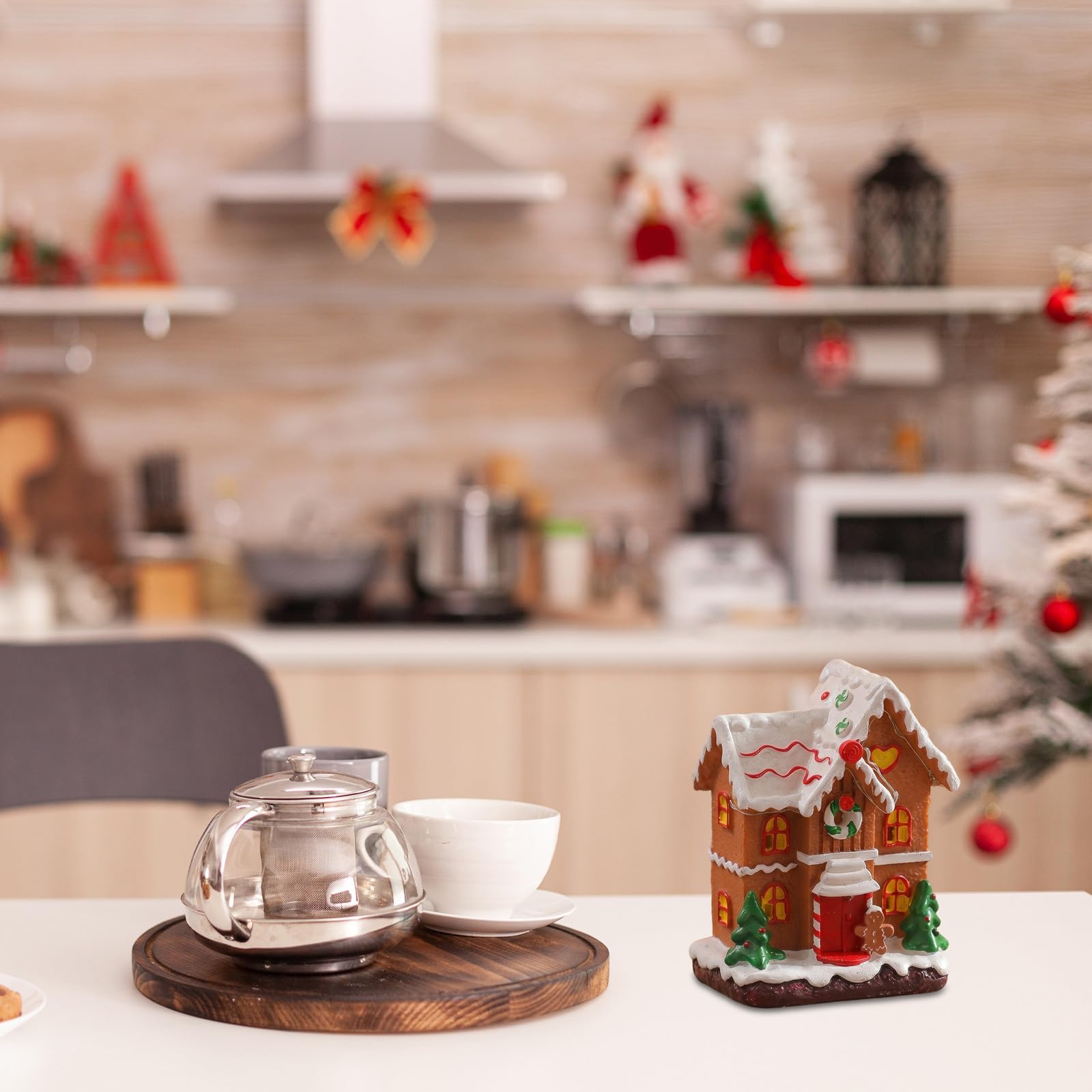 BETOOKY Decorazione e Alimentazione Doppia con Illuminazione Magica in Resina Natalizia per Ambienti Interni e Ufficio