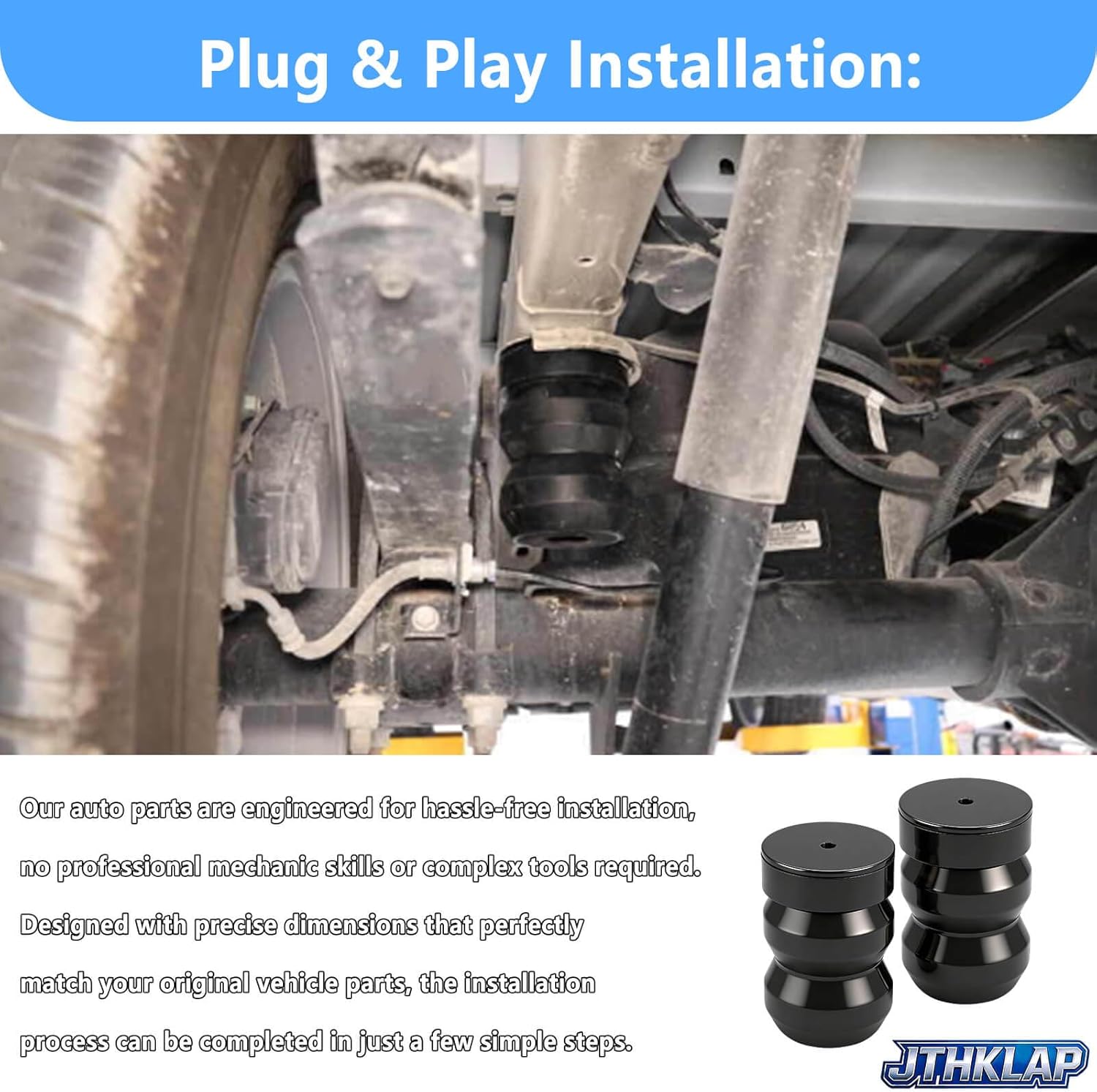 Rear Suspension Rubber Helper Spring Kit Compatible with 2019-2025 Chevy Silverado 1500 GMC Sierra 1500 2WD 4WD Heavy Duty Bump Stop Replacement System Replaces GMRS15