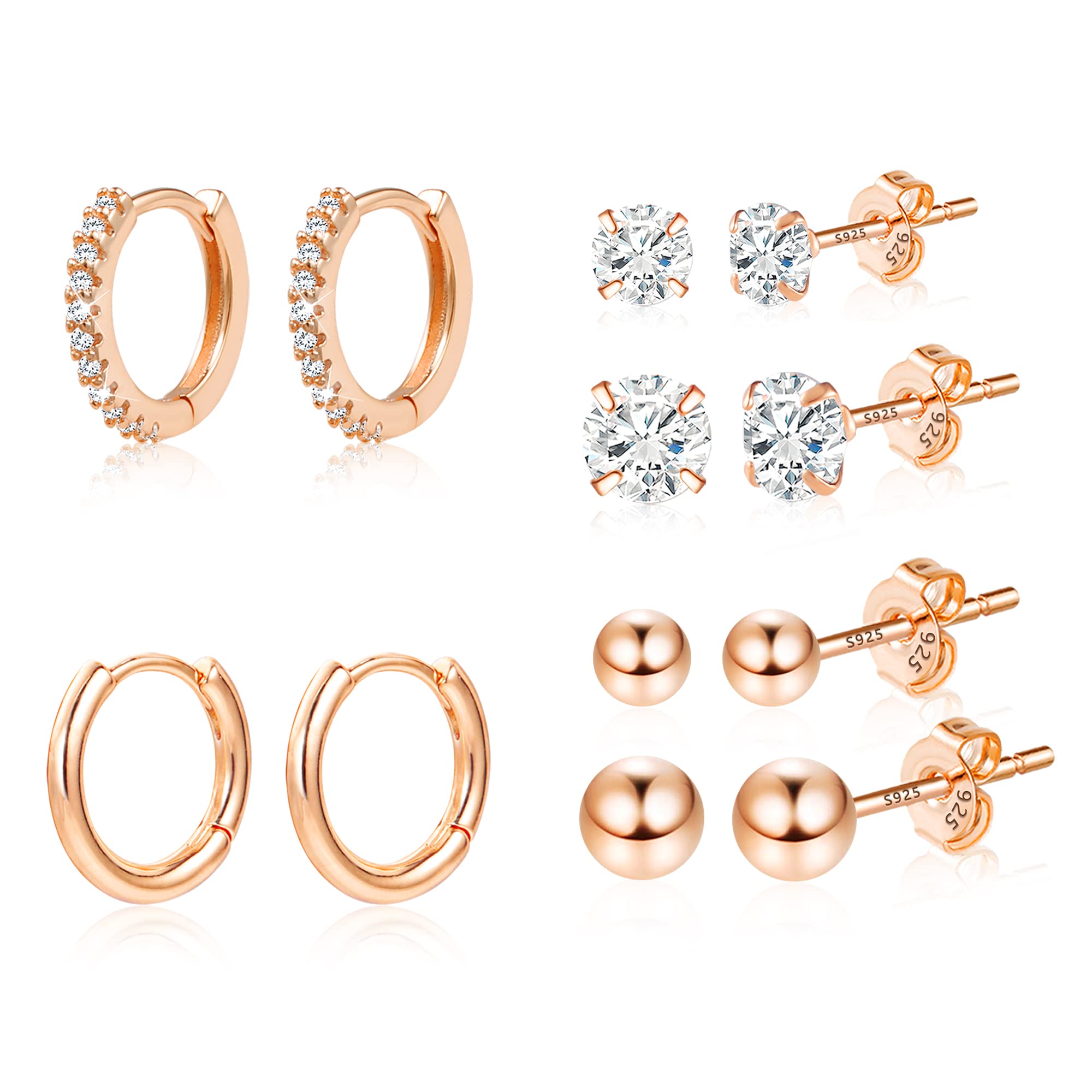 Orecchini Cerchio Piccoli, Orecchini Punto Luce Zirconi Acciaio Chirurgico, Orecchini a Bottone Cartilagine set di Orecchini ipoallergenici per Donna Ragazze Piercing Gioielli