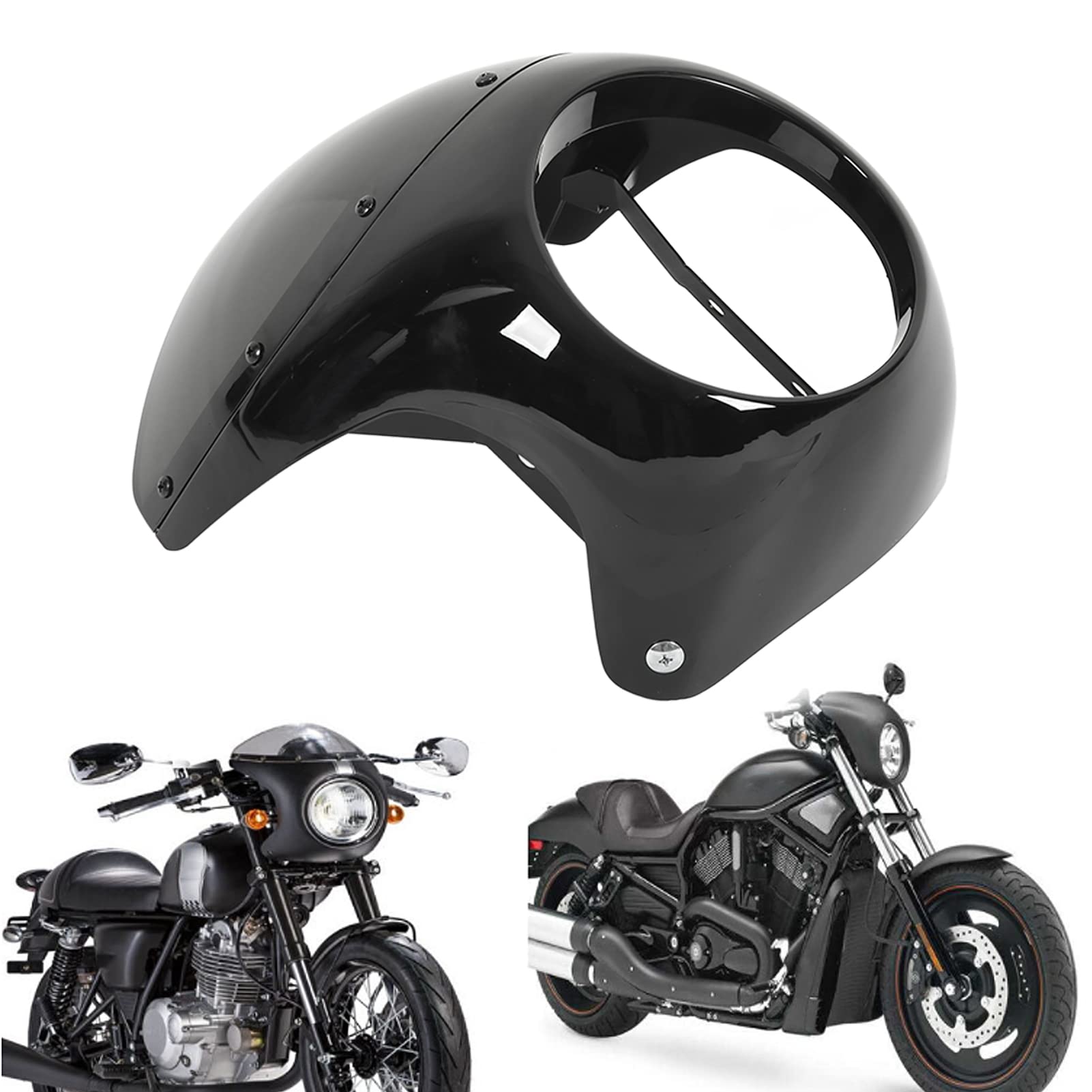 Carenado de Faro de Motocicleta, Carenado de Faro de Motocicleta de 7 Pulgadas, Superficie Lisa, Resistente Al Envejecimiento, Universal para Faros Redondos de Motocicleta (Negro brillante)