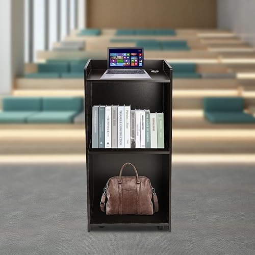 Miniatura 3 de Soporte de podio para anfitriona, soporte de podio portátil, púlpitos, atril móvil con ruedas para conferenciaauditorioiglesias y aula (negro)