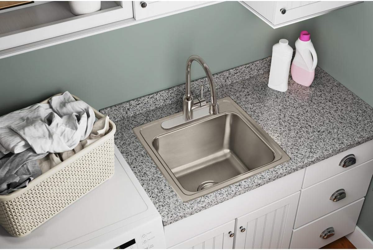 Elkay Lustertone DLR1919101 Single Bowl Top Mount Stainless Steel Laundry Sink