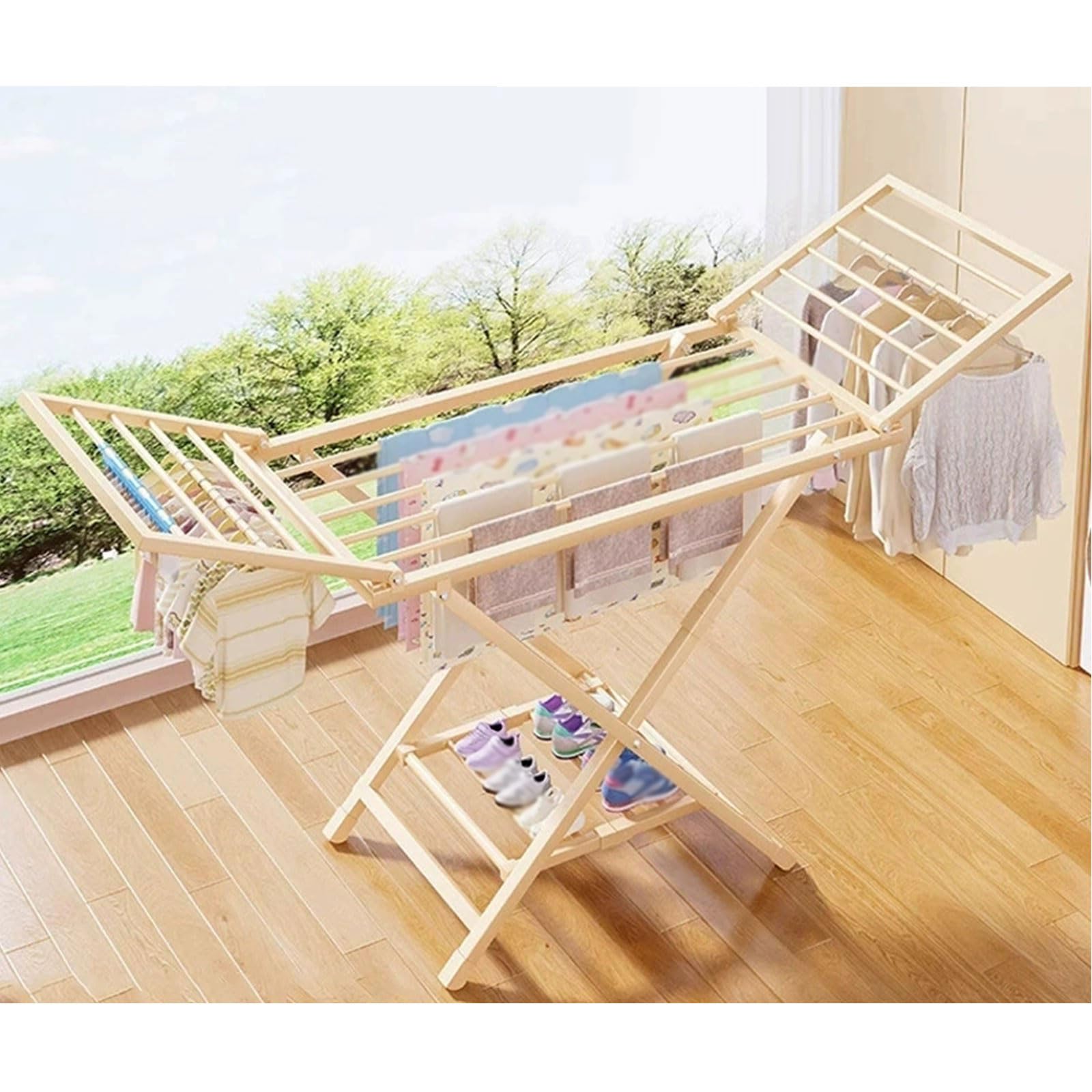 Étendoir à linge pliable rigide anti-encombrement pour buanderie