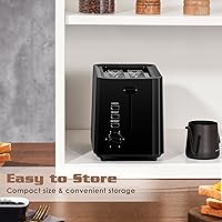 Vista 5 de Small Toaster 2 Slice, Mini Toaster with Wide Slots for Bagels,6 Browning Settings, Cancel/Defrost/Reheat Functions,for 10x10cm Bread,Black