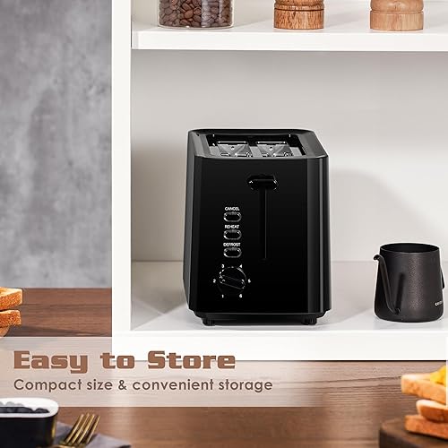 Miniatura 5 de NIKLEMON - Tostadora de plástico pequeña y compacta con 6 niveles de tostado y descongelación, recalentar y cancelar 3 funciones, bandeja extraíble