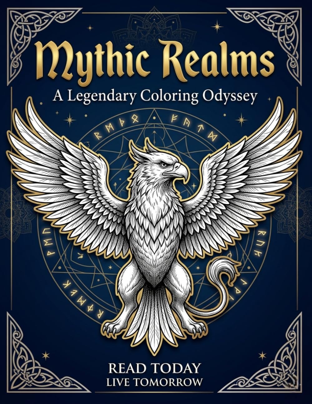 Mythic Realms: A Legendary Coloring Odyssey: An Epic Collection of 100 Mythical Creatures – Dragons, Griffins, Sphinxes, Werewolves & More | Intricate Line Art for Stress Relief and Creative Escape