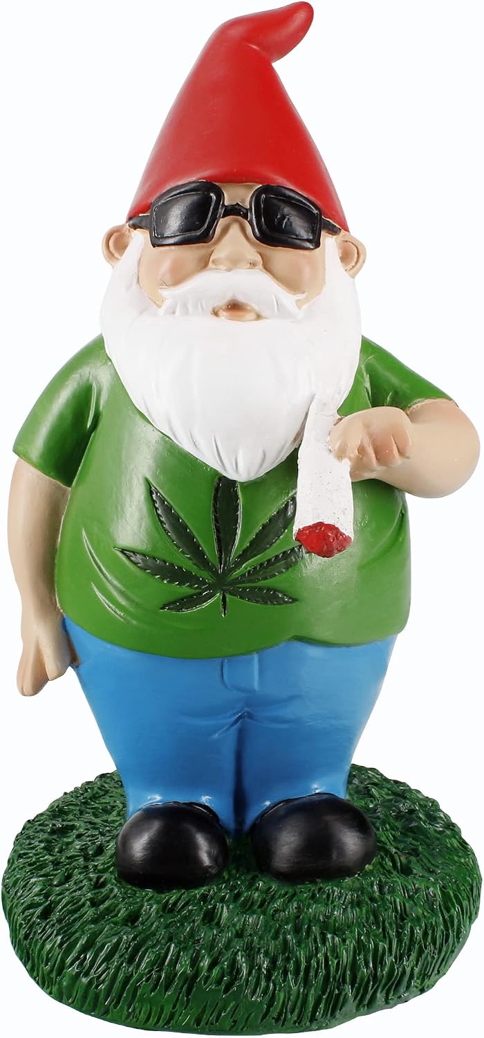Gnometastic Smoking Gnome, 8.5in - Garden Gnome Statue Decoration and Lawn Ornament - Funny Garden Gnomes for Outdoor or Home Decor