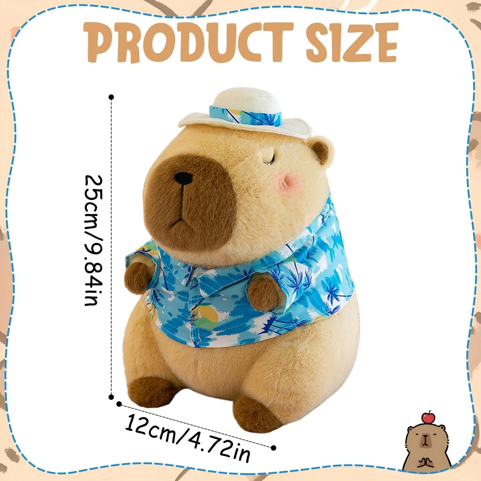25 CM Capibara Peluche Grande Capibara Gadget Morbido Capybara Pupazzi Cartoni Animati Kawaii con Cappello Festivo e Papillon Cuscino e Decorazione Regalo per Bambini Adulti (Blu)