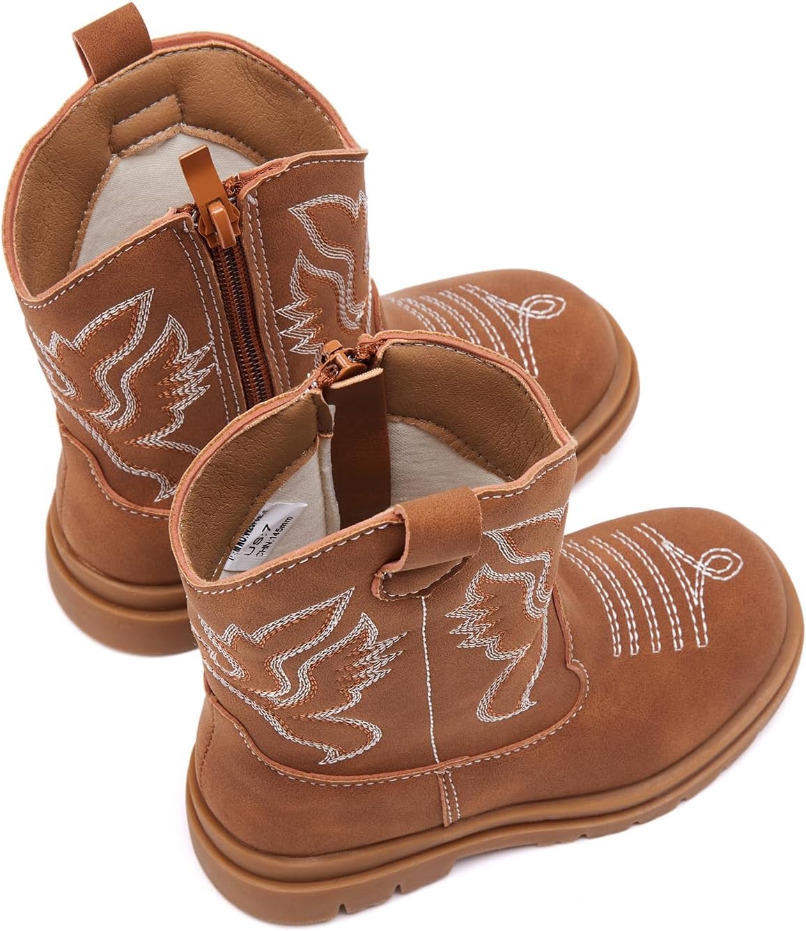BMCiTYBM Toddler Cowboy Cowgirl Boots Boys Girls Western Round Toe Riding Mid Calf Booties for All Seasons（Toddler/Little Kid