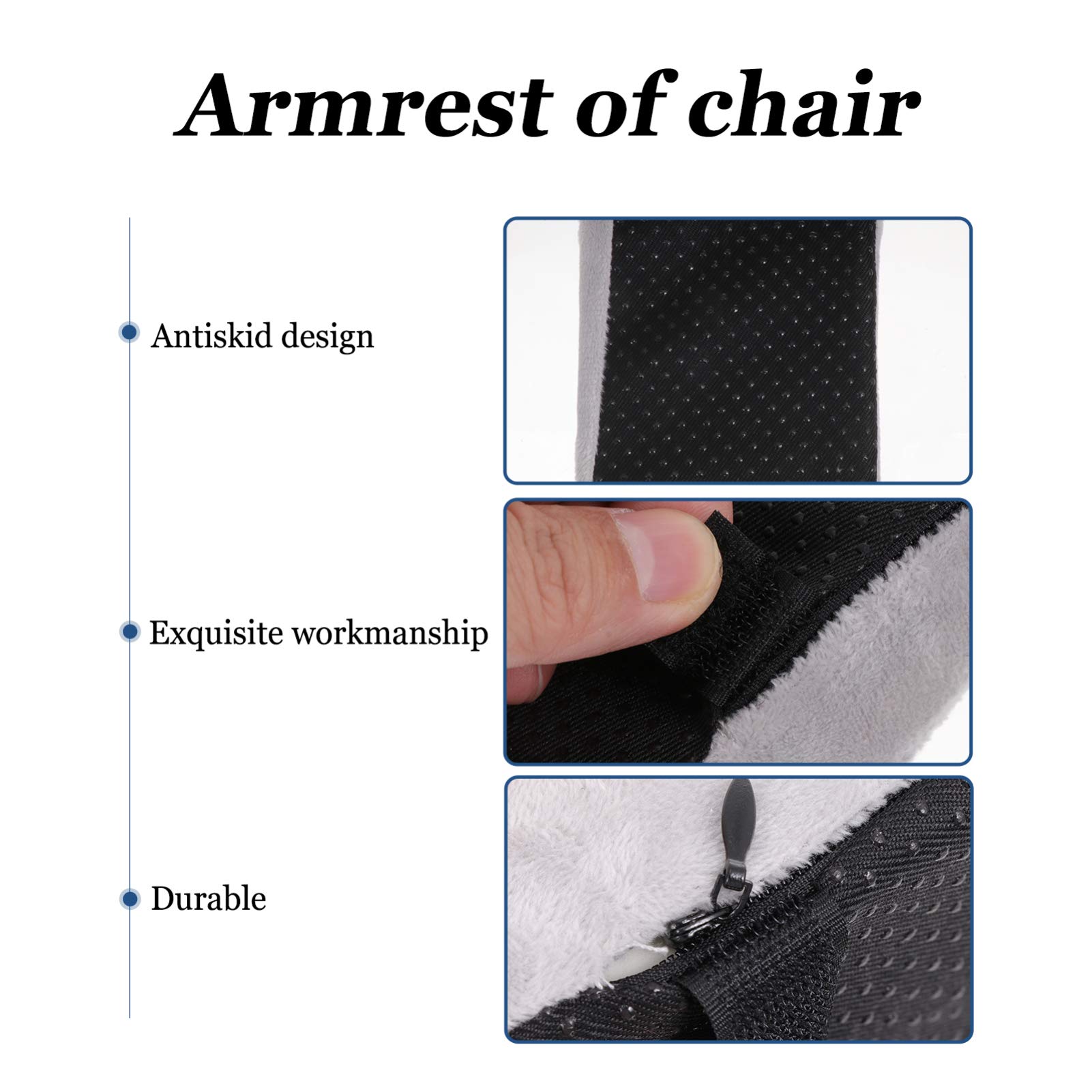 2pcs Grey Foam Arm Rest Office Chair Armrest Pads and Elevated Sloped Armrest Universal Cushion Covers for Armrest and Elbow Relief 4