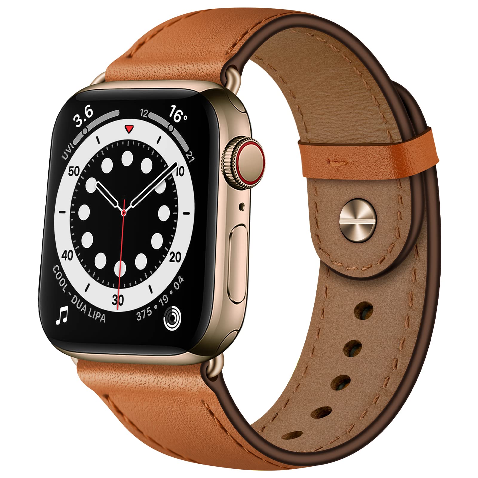OUHENG Leather Bands Compatible with Apple Watch Band 42mm/41mm/40mm/38mm, Genuine Leather Replacement Strap for iWatch SE3 SE2 SE Series 11 10 9 8 7
