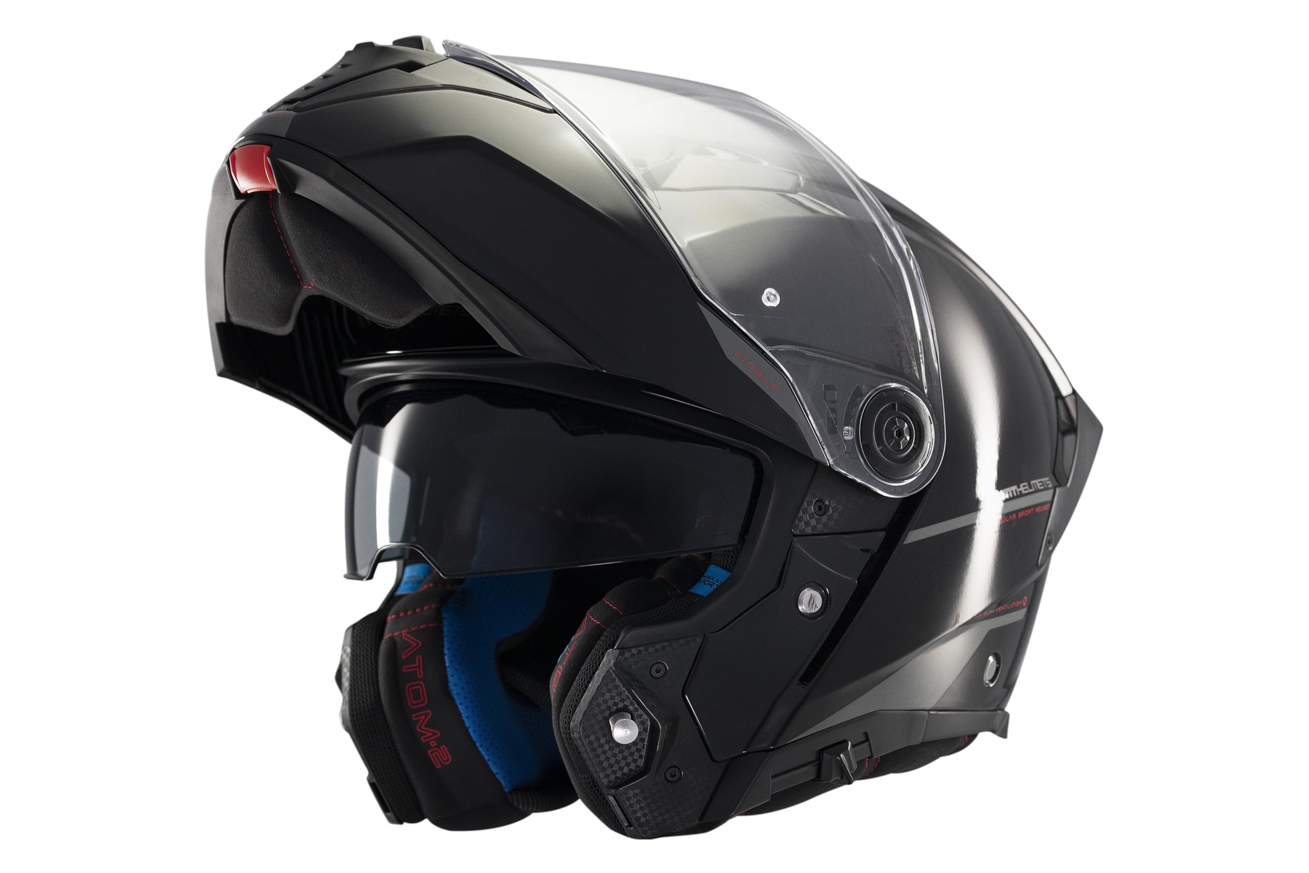 MT Helmets Atom 2 SV, Casco moto Modular Flip-Up, Visor Solar Retráctil, Interior Lavable, Preparado Intercomunicador UCS, Bloqueo frontal, Visor con posición Ventilación, Homologado ECE 22.06 & DOT