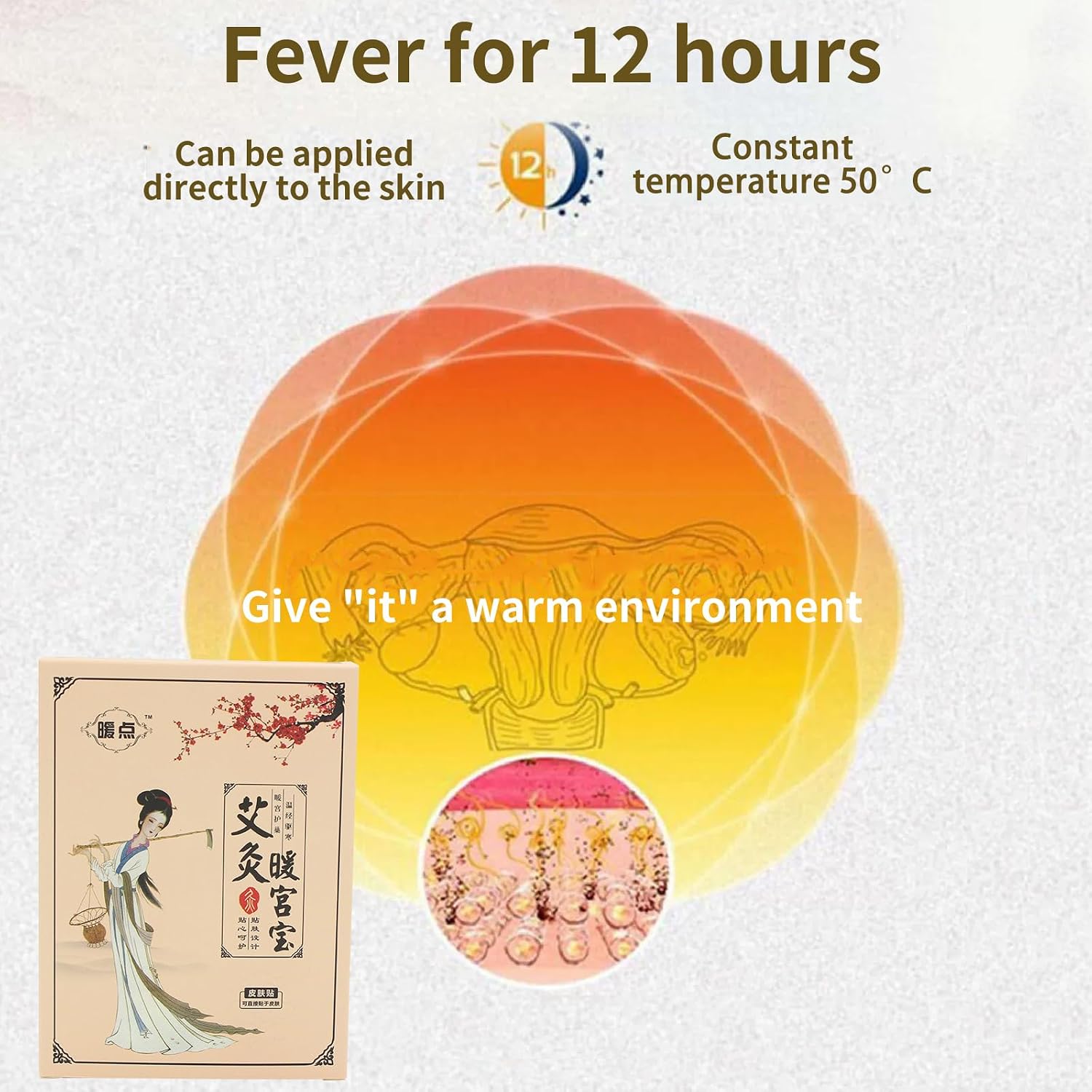 Portable Herbal Heating Patch for Menstrual Discomfort, Moxibustion Heat Therapy Patches for Period, Disposable Warm Patch for Weak & Normal Flow(8 Count)