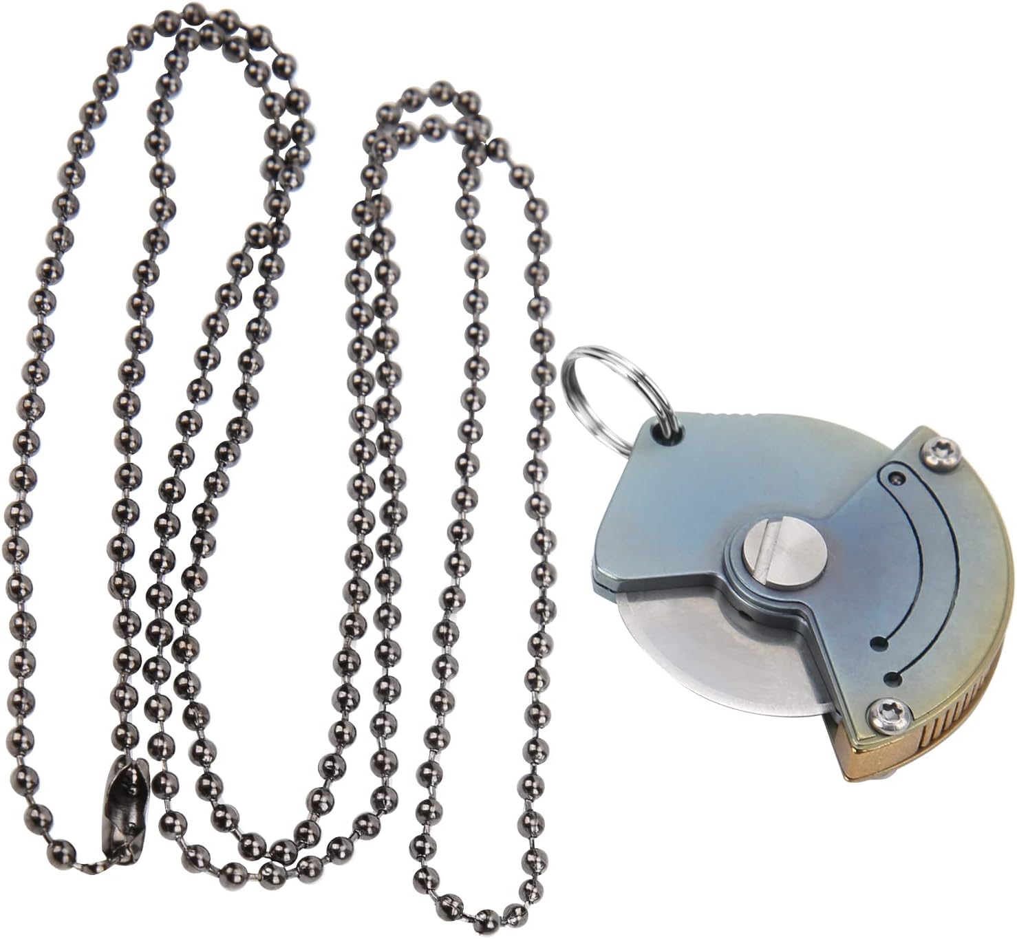 Navaja de Bolsillo Plegable, Mini Navaja con Forma de Moneda Hoja Curvada de Acero Inoxidable a Prueba de Herrumbre Agujero Colgante Novedoso Portátil para Exteriores(Vistoso)