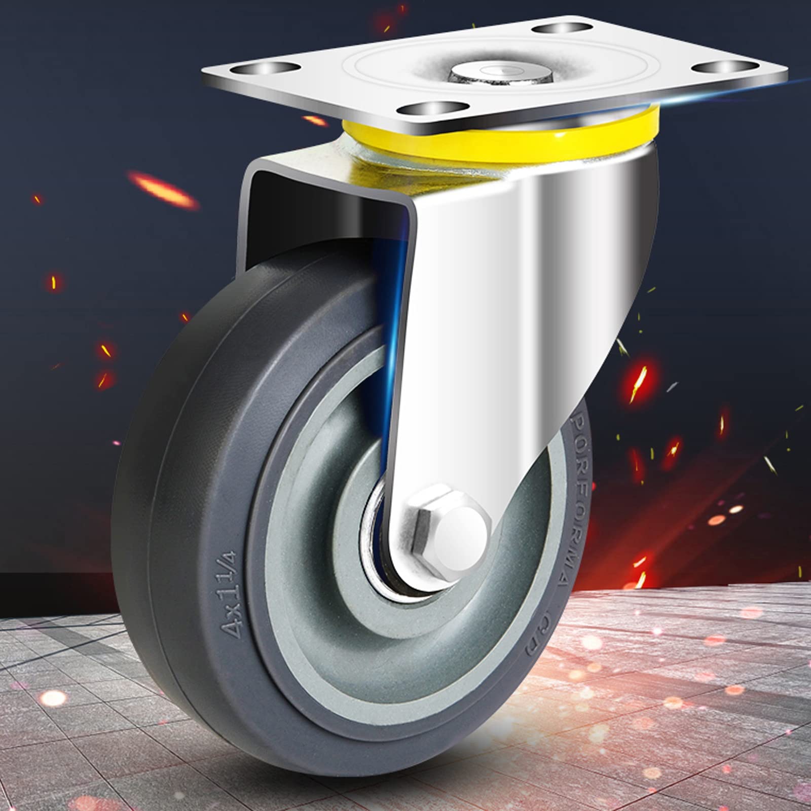 HJXGQJM Ruote Pivottanti in Gomma, Ruote Girevoli con Freno, for Carrello Ruote for Spostare Mobili Ruote Mobili Rotazione 360°, 2 Ruote Piroettanti E 2 Ruote Frenanti Rotelle girevoli(7.5cm)