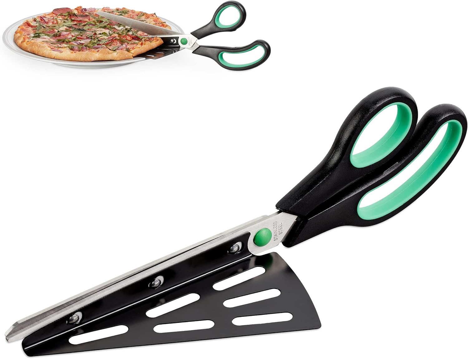 Relaxdays Pizza Shears with Pizza Peel, Stainless Steel Kitchen