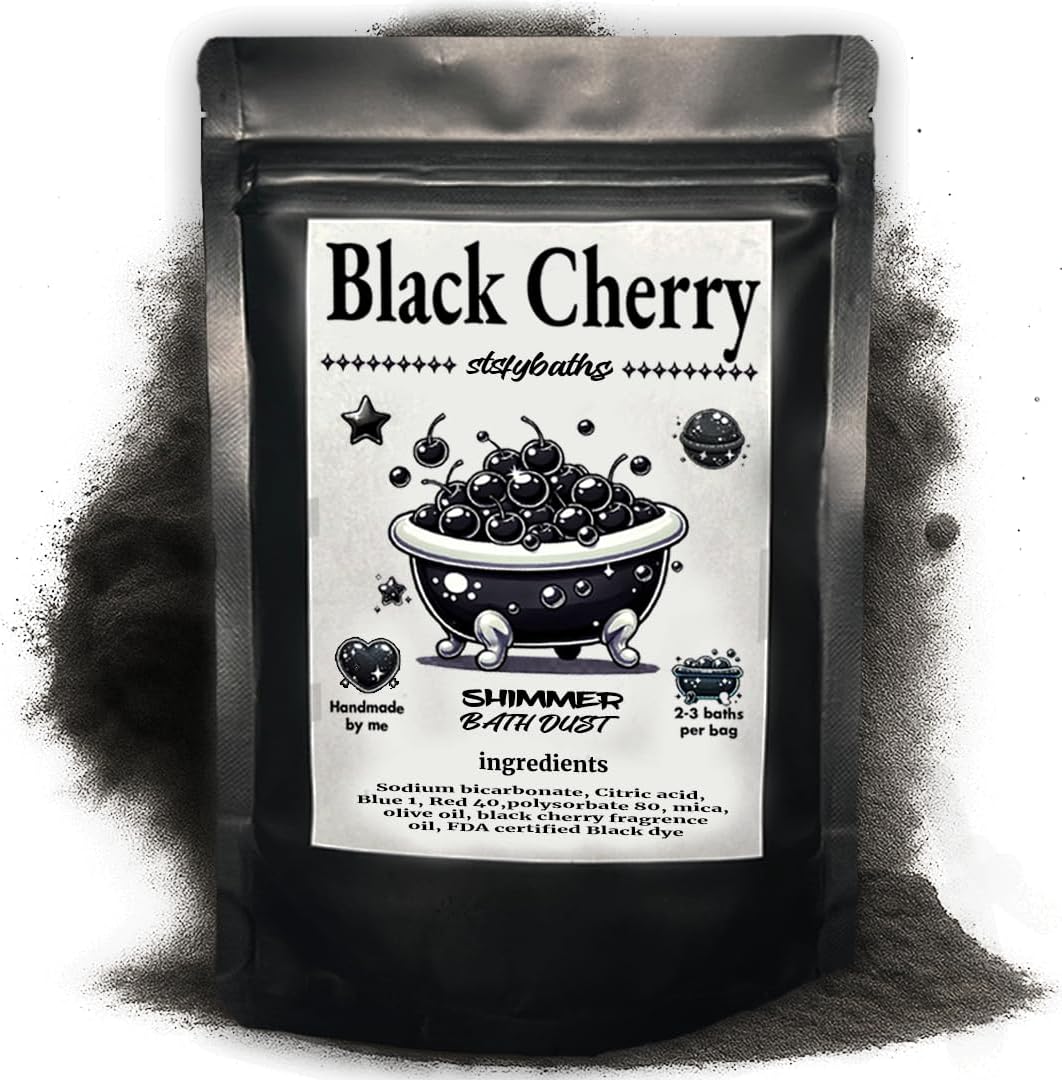 Black Cherry Shimmer Bath Bomb in A Bag - Handmade Scented Bath Bombs for Women,Kids and Men - Bulk Bathbomb Fizzies Perfect for Boys and Girls All Ages (Small, Black)