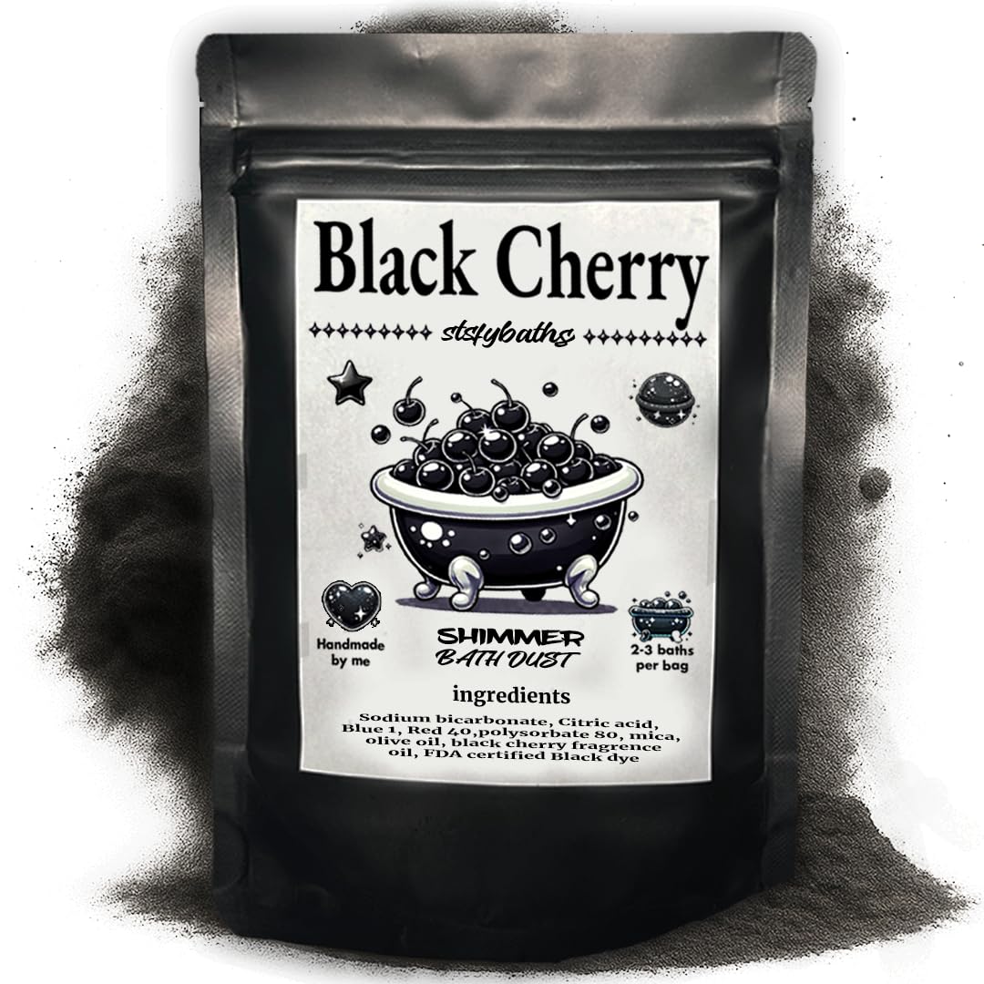 Black Cherry Shimmer Bath Bomb in A Bag – Handmade Scented Bath Bombs for Women,Kids and Men – Bulk Bathbomb Fizzies Perfect for Boys and Girls All Ages (Small, Black)