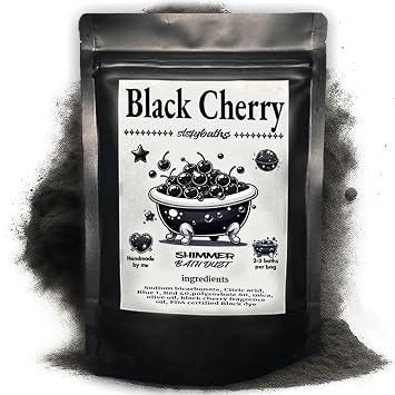 Black Cherry Shimmer Bath Bomb in A Bag - Handmade Scented Bath Bombs for Women,Kids and Men - Bulk Bathbomb Fizzies Perfect for Boys and Girls All Ages Small, Black