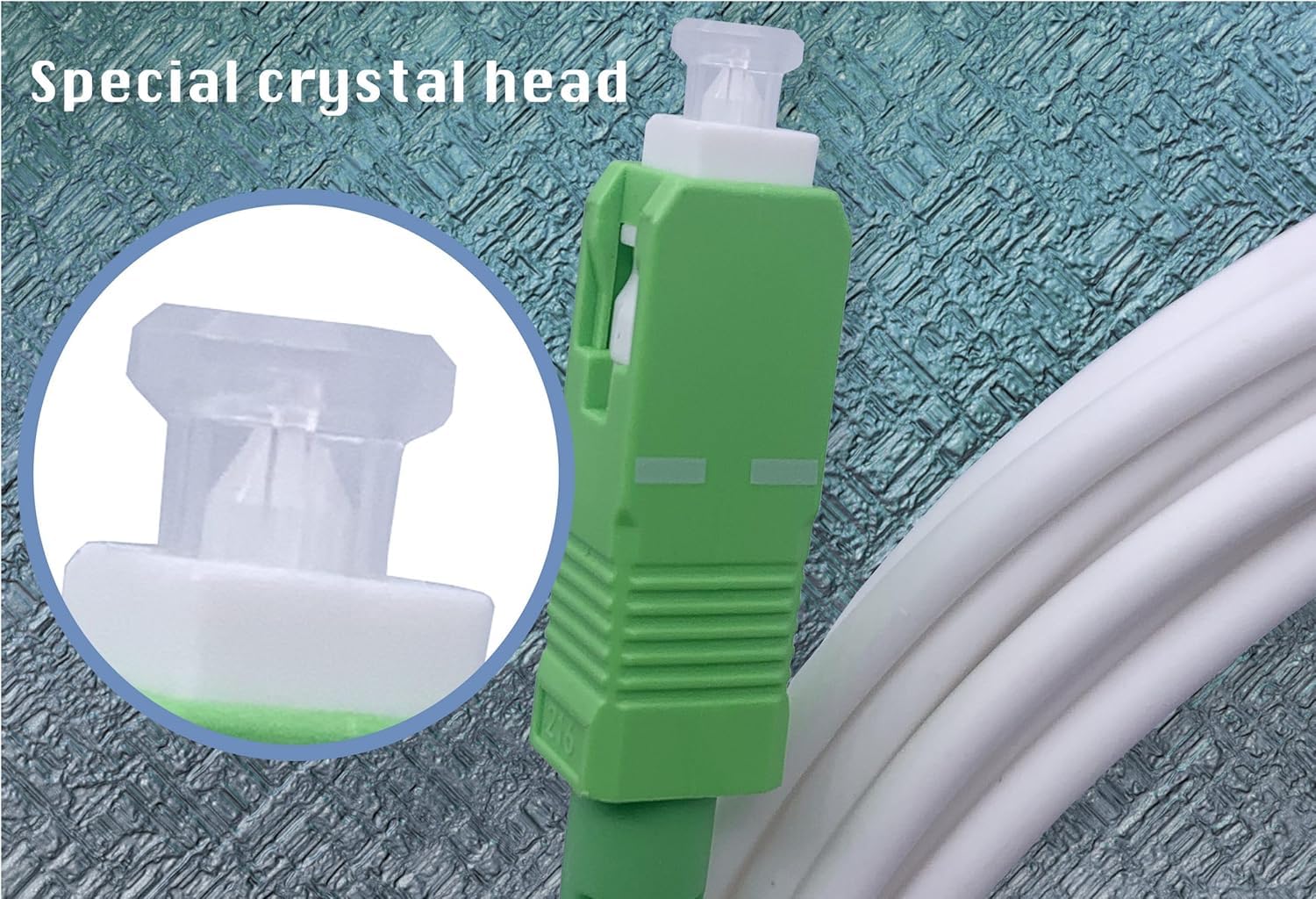 Elfcam® - 30m Cavo Fibra Ottica SC/APC per SC/APC Simplex Monomodale 9/125μm LSZH, Bianco/Verde, 30M