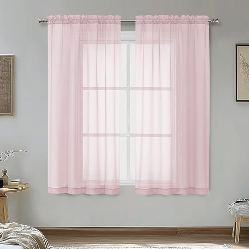 Miniatura 68 de OVZME 2 paneles de cortina traslúcidas para ventana, 96 pulgadas de largo, para dormitorio, diseño de bolsillo superior para cortinero, tratamiento