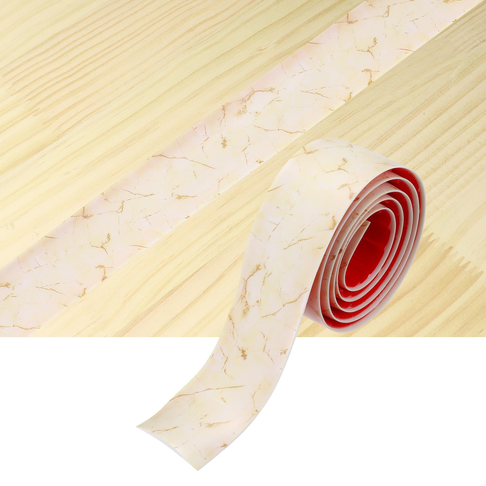 sourcing map Floor Transition Strip, 1m x 40mm(LxW) Self Adhesive Vinyl Flooring Edging Trim PVC Flooring Flat Divider Strip Cover Strips for Joining Floor Gaps, Red Vein Beige โ image 1