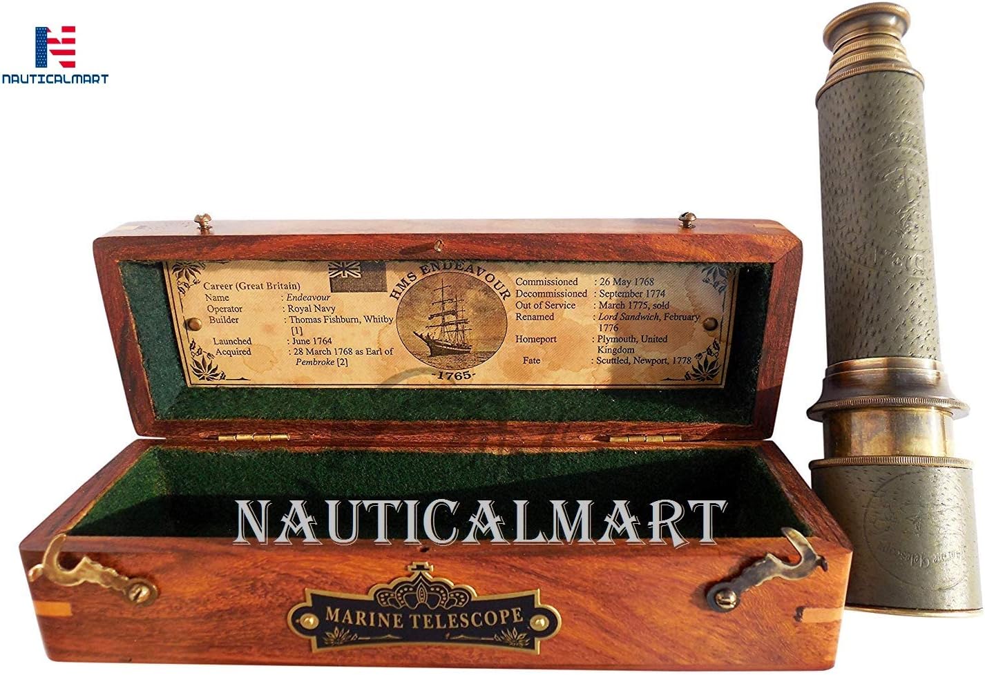18 Inch Brass Ship Captain Telescope/Brass Spyglass with Hardwood Box