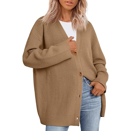 LILLUSORY Women Oversized Cardigan Sweater Fall Outfits Cloth Fashion V Neck Knit Button Front Casual Trendy Tops