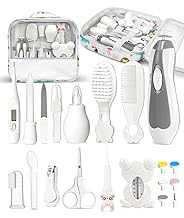 Baby Healthcare and Grooming Kit, Electric Safety Nail Trimmer Baby Nursery Kit, Newborn Care Kits with Hair Brush Comb for Newborn Infant Toddlers Baby Boys Girls Kids, Baby Shower Gifts White