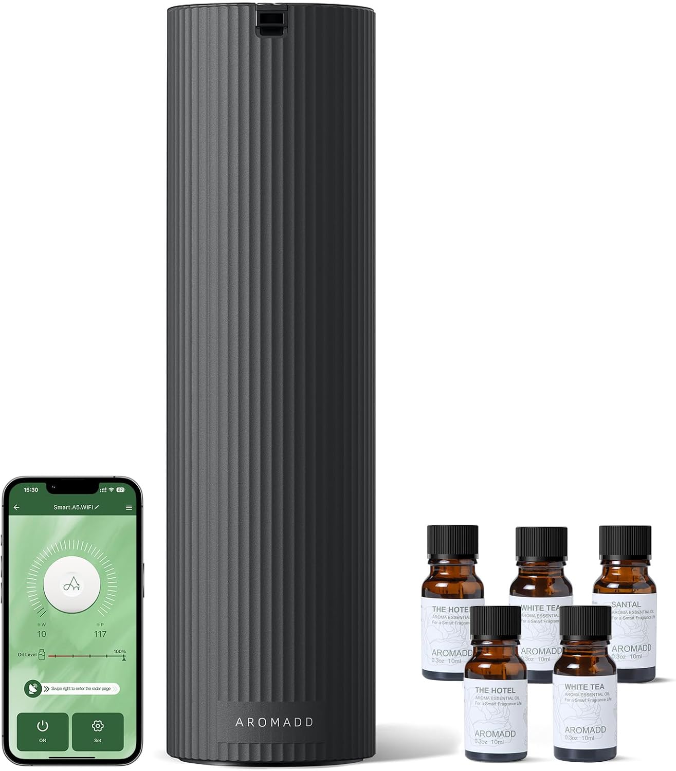 Scent Diffuser Starter Kit – Waterless Essential Oil Diffuser for Home, 1500 Sq.Ft Coverage Scent Air Machine, Smart Auto Mode Hotel Collection Diffuser with Cold Air Tech (Black)