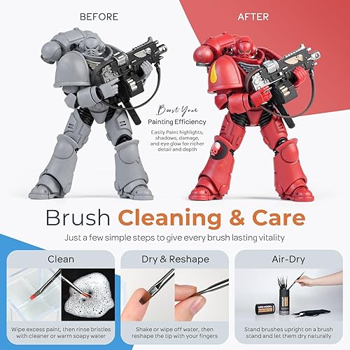 Miniatura 8 de Nicpro Pinceles de pintura en miniatura - Juego de 21 pinceles de pintura modelo para acuarela acrílica, pincel de pintura de detalle, pincel seco