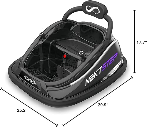 Miniatura 10 de SereneLife Coche de parachoques eléctrico de 12 V para niños, opción de control remoto, giro de 360, luces LED, cinturón de seguridad, auto