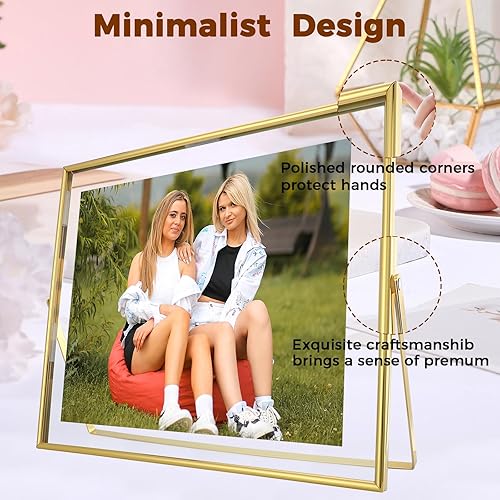 Miniatura 10 de Marco flotante de oro rosa (8 x 10 pulgadas, horizontal), para fotos de 7 x 9, 6 x 8, 5 x 7, marco de fotos de estante de mesa, decoración del hogar