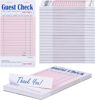 Methdic Guest Checks Pink Server Note Pads 1000 Orders Waitress Notepad for Restaurants (20 Books)…