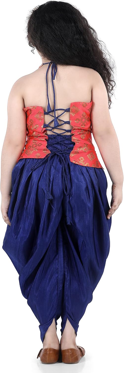 ADIVA Kids Brocade Silk Kurta Sharara Set for Girls - Indian Ethnic Party Wear | Festival Wear - Printed Pattern