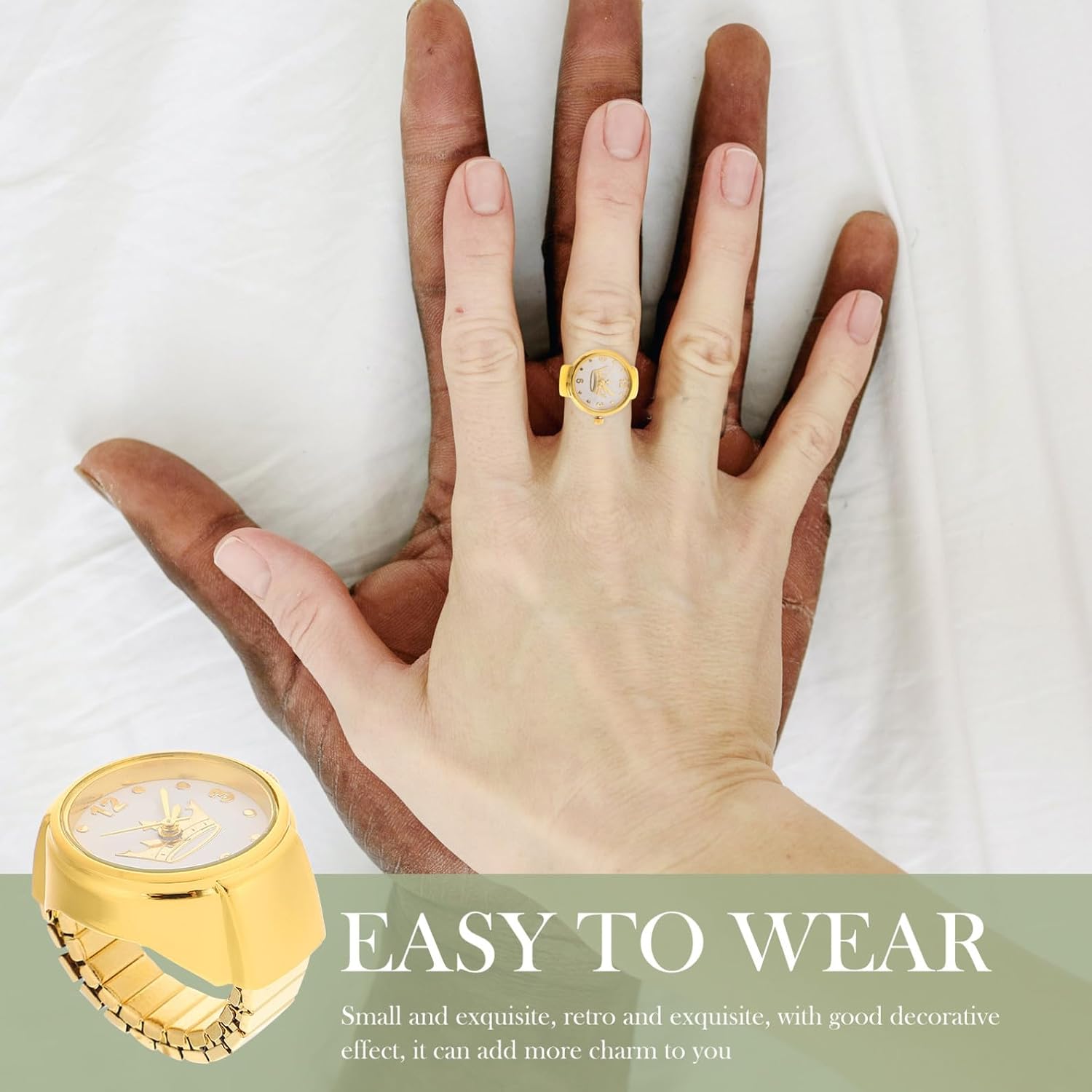 FOMIYES Wear-Resistant Crown Ring Watch Portable Finger Clock Stylish Decorative Timepiece for Women Versatile Design for Parties and Everyday Use