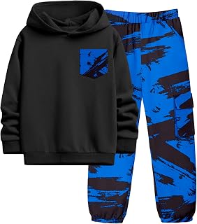 Boys Clothes Two Piece Long Sleeve Hooded Sweatshirt Top Camouflage Sweatpants Fall Outfits Winter Clothes Set 6-16Y
