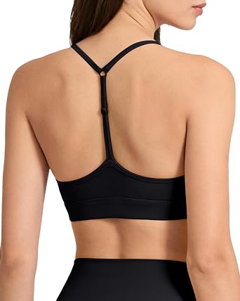 SPVISE Y Back Sports Bras for Women Padded Racerback Workout Bra Adjustable Spaghetti Thin Strap Gym Yoga Top Low Impact